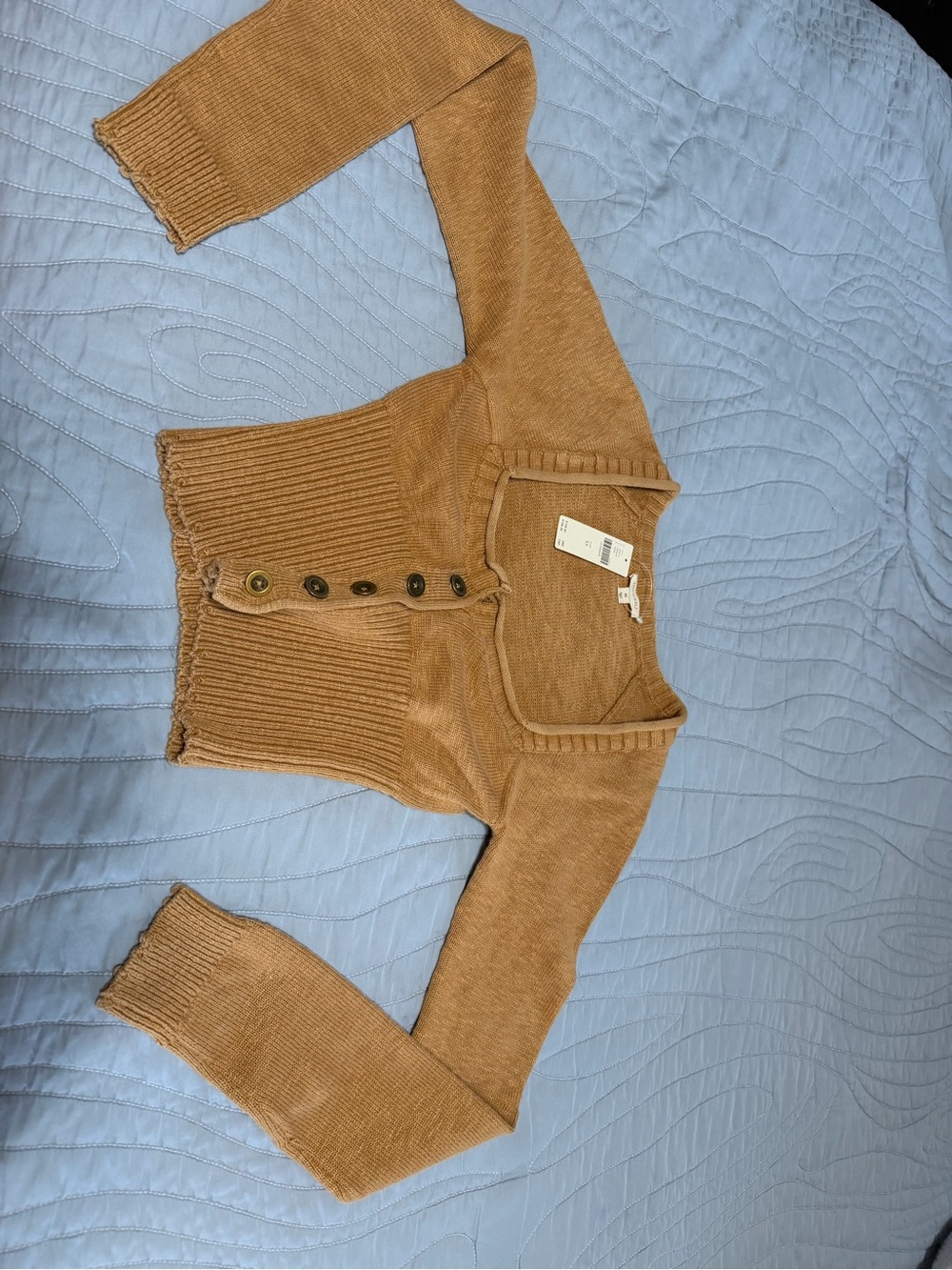 Anthropologie Olive Green Cropped Button Cardigan - Picture 5 of 6
